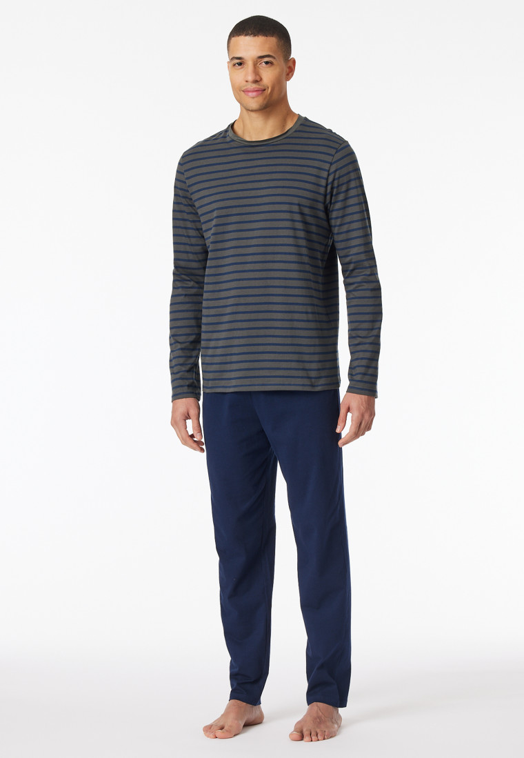 Schlafanzug lang Streifen anthrazit - Casual Essentials