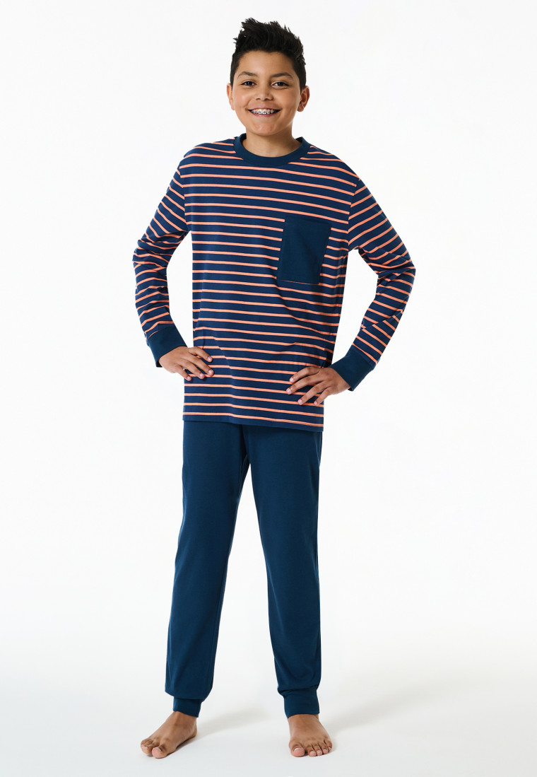 Pyjama long rayures orange - Nightwear