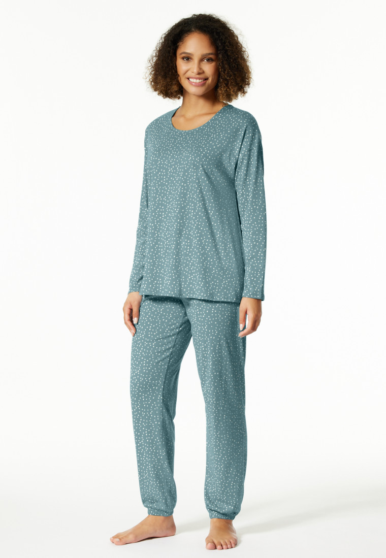 Pyjama lang Tencel A-lijn stippen blauwgrijs - Minimal Comfort Fit