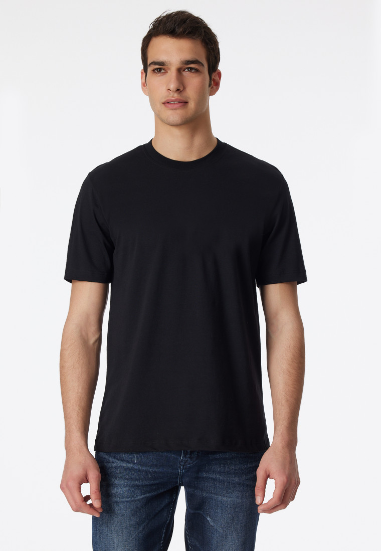 Shirt korte mouw jersey set van 2 ronde hals zwart - American T-shirt