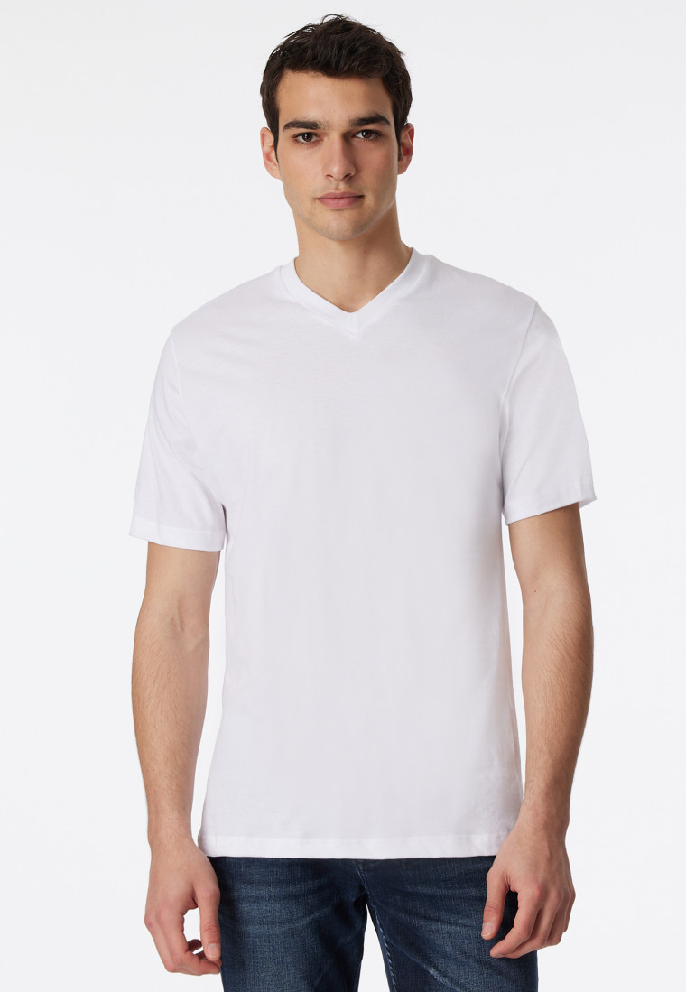 Lot de 2 t-shirts blancs à manches courtes en jersey, avec col V- American T-Shirt