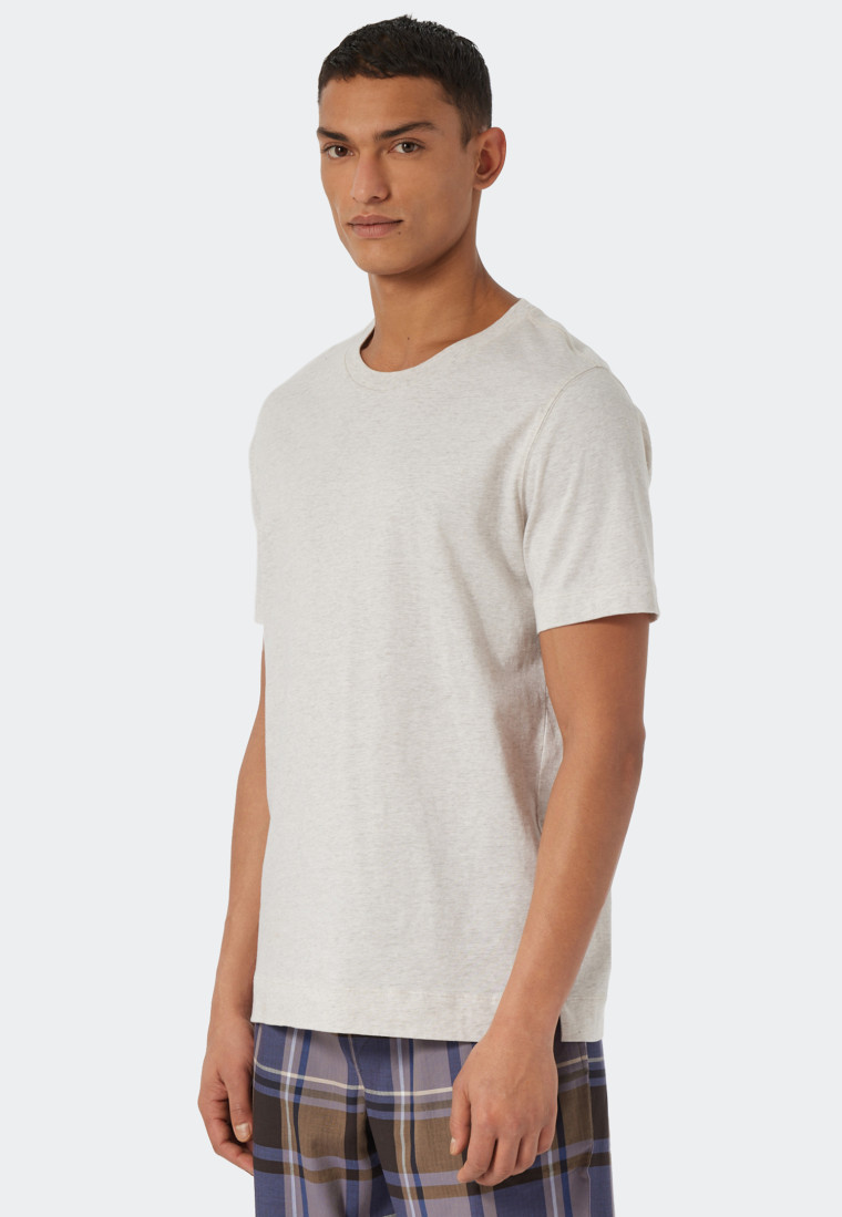 Shirt kurzarm merzerisierte Baumwolle rundhals weiß-meliert - Mix+Relax