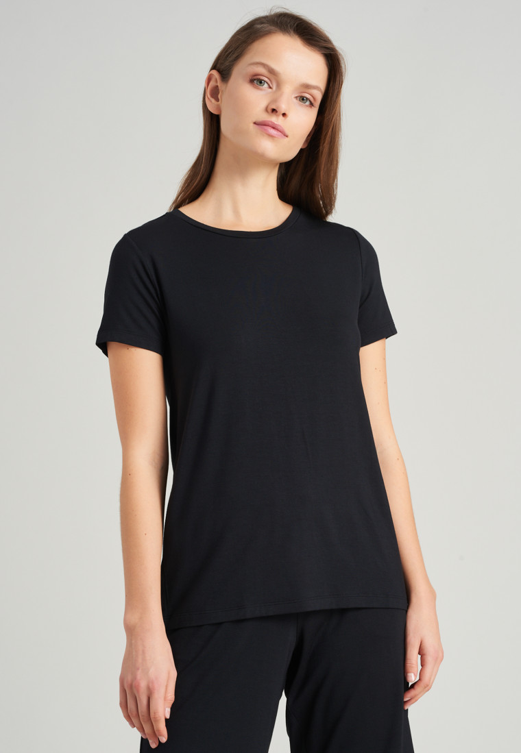 sterk Groot Merchandising Shirt korte mouwen modal zwart - Mix+Relax | SCHIESSER