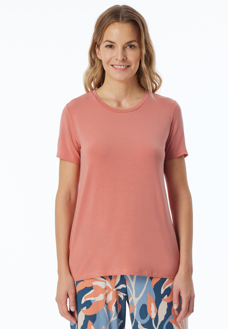 plage NEARBYME round shrring ブラウス Shirt short sleeve round neck papaya - Mix+Relax | SCHIESSER