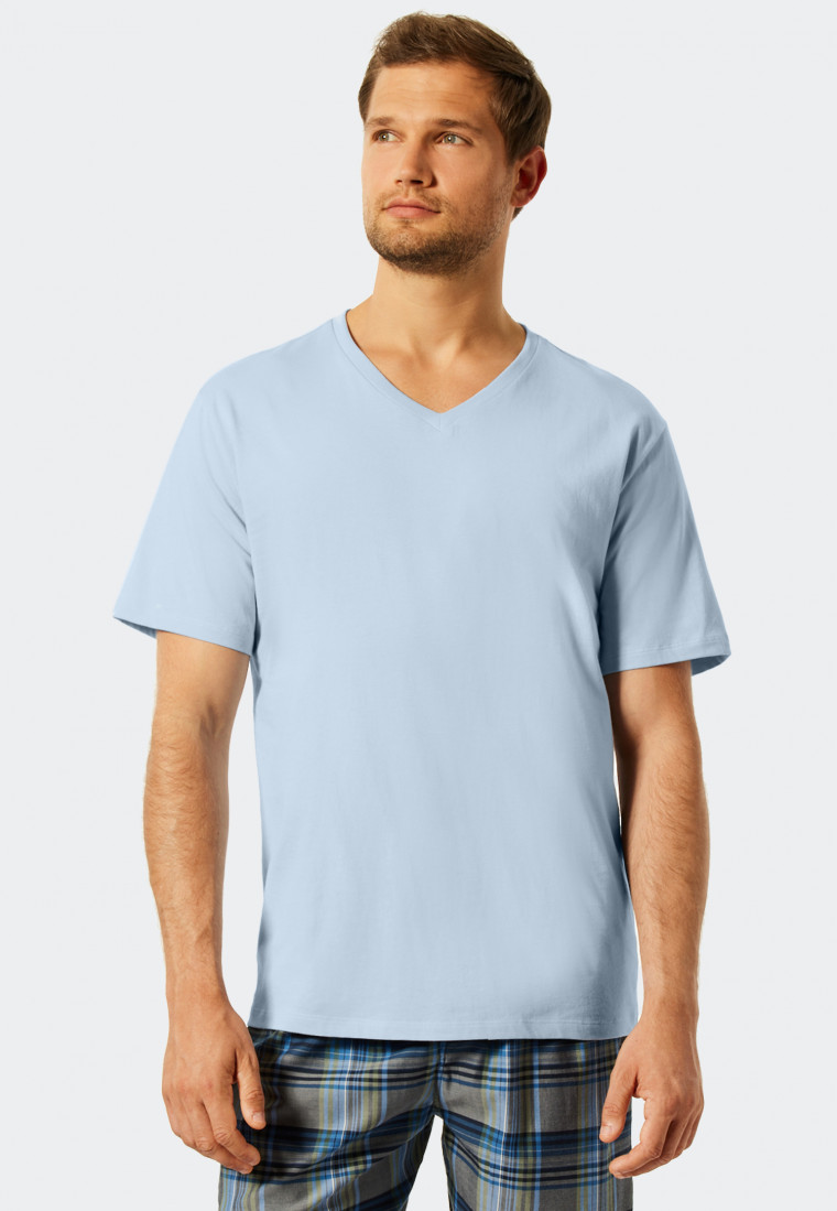 Shirt korte mouwen V-hals air-blue- Mix+Relax