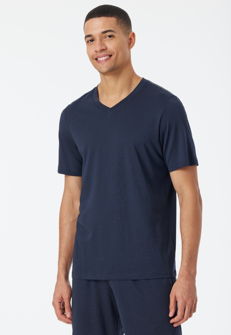 Shirt kurzarm V-Ausschnitt nachtblau - Mix+Relax