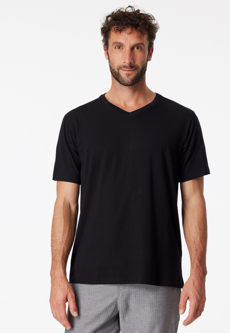 Schiesser Herren Mix & Relax T-Shirt V-Ausschnitt Schlafanzugoberteil 