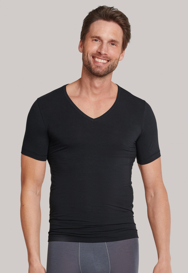 Shirt short-sleeve V-neck black - Personal Fit