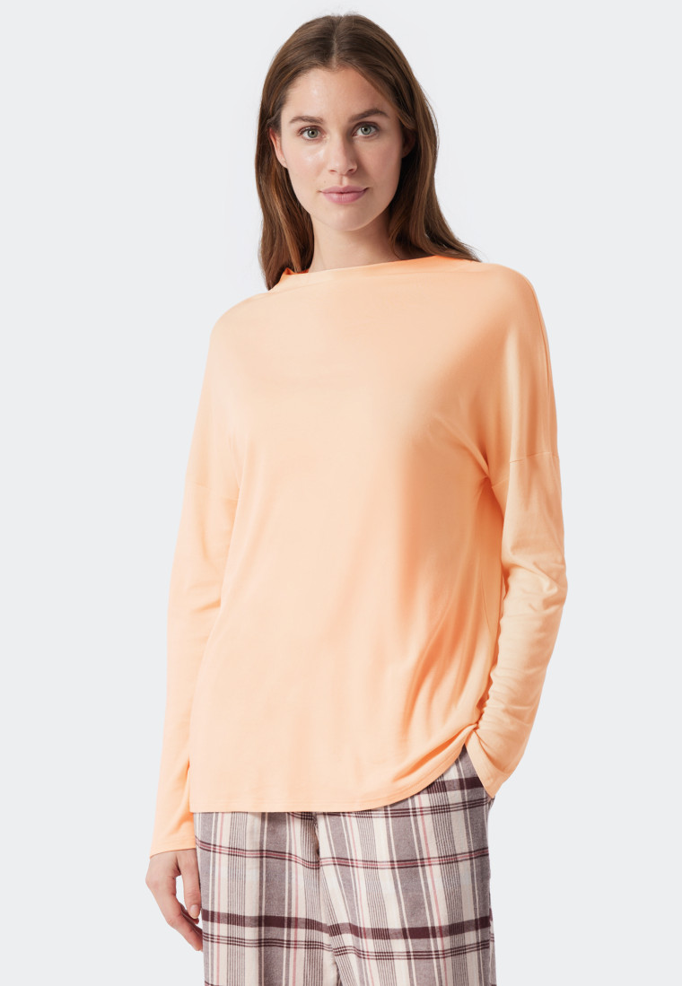 Shirt long-sleeved interlock submarine neckline apricot - Mix+Relax