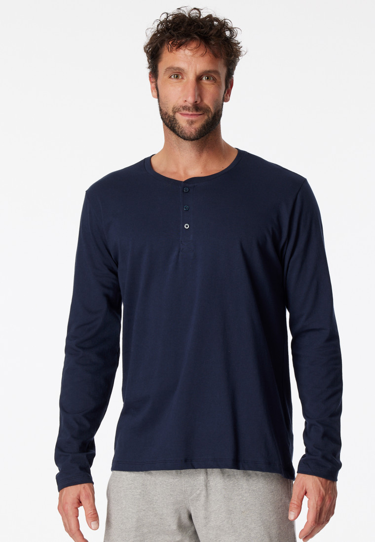 Shirt langarm Jersey Knopfleiste dunkelblau - Mix+Relax