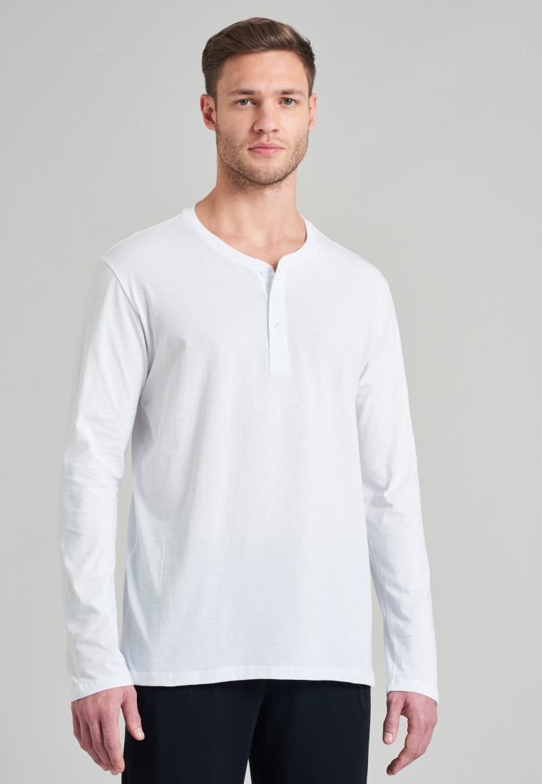 Shirt langarm Jersey Knopfleiste weiß - Mix+Relax