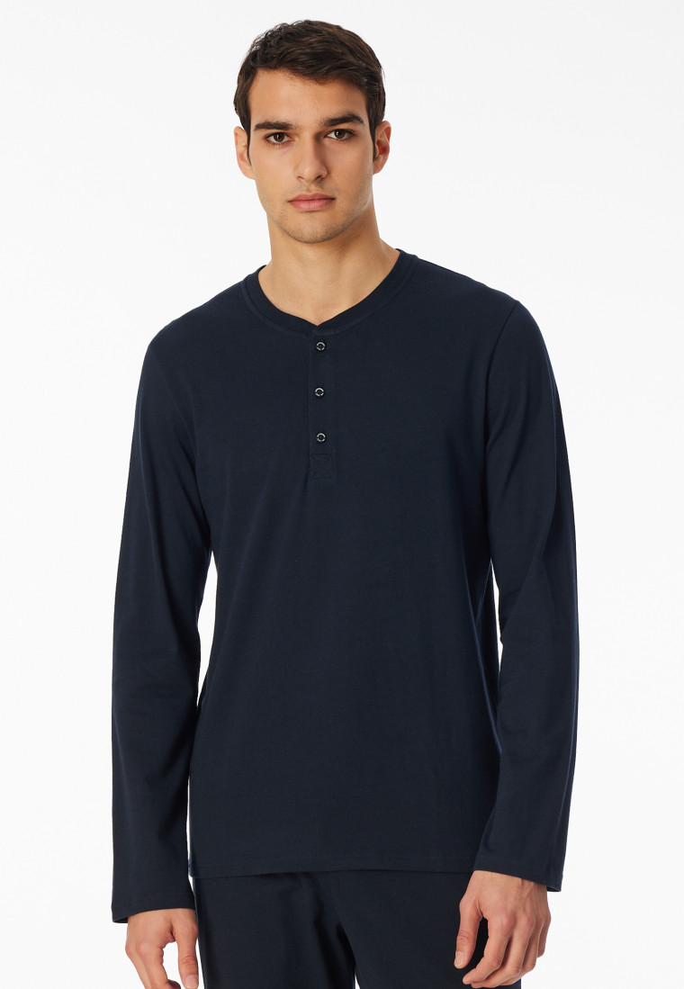 Shirt langarm Knopfleiste nachtblau - Mix+Relax