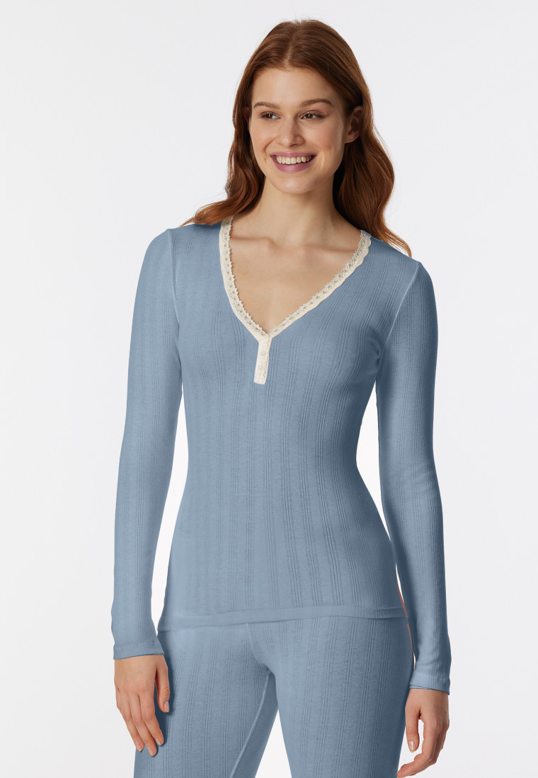 Shirt lange mouwen blauwgrijs - Revival Agathe