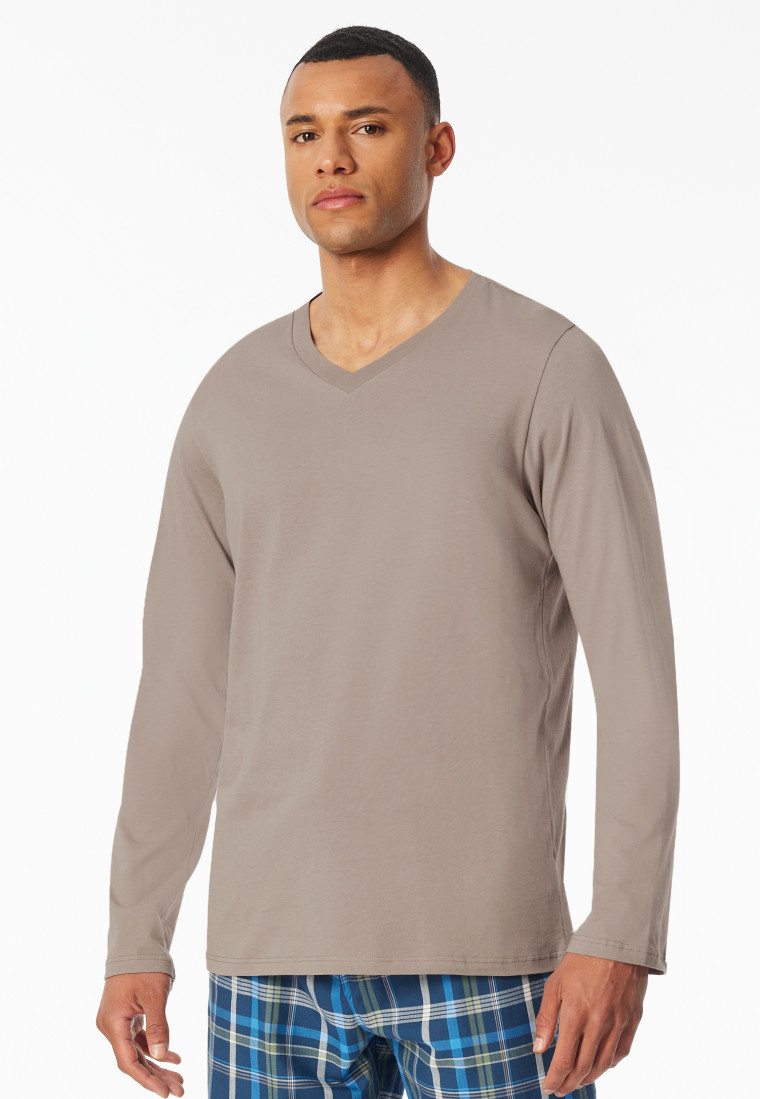 Shirt lange mouwen v-hals clay - Mix+ Relax