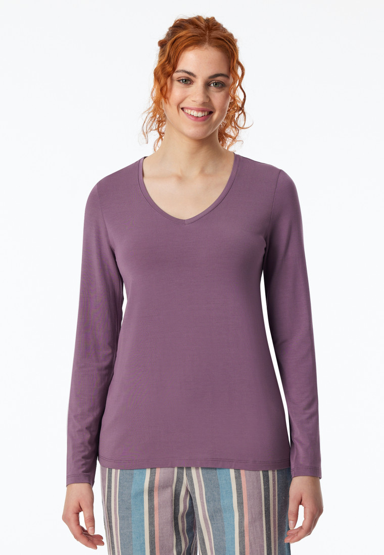 Shirt long-sleeve v-neck mauve - Mix+Relax | SCHIESSER