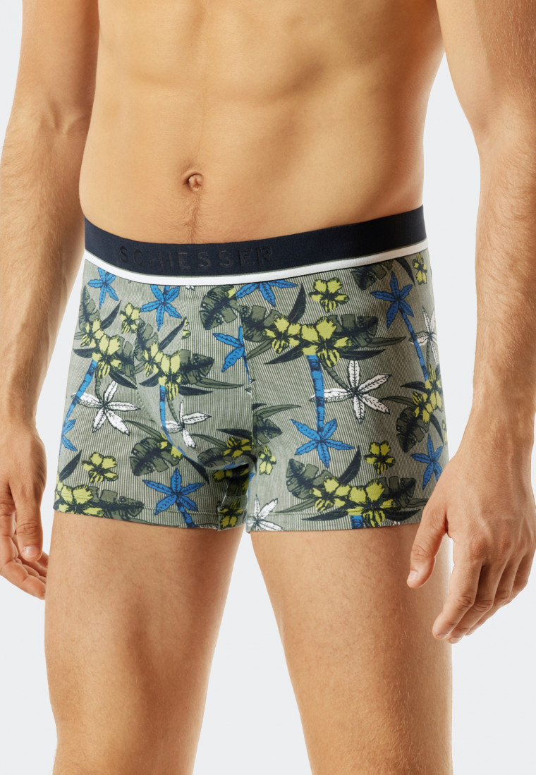 Boxer briefs 3-pack organic cotton woven elastic waistband solid floral pattern multicolored - 95/5