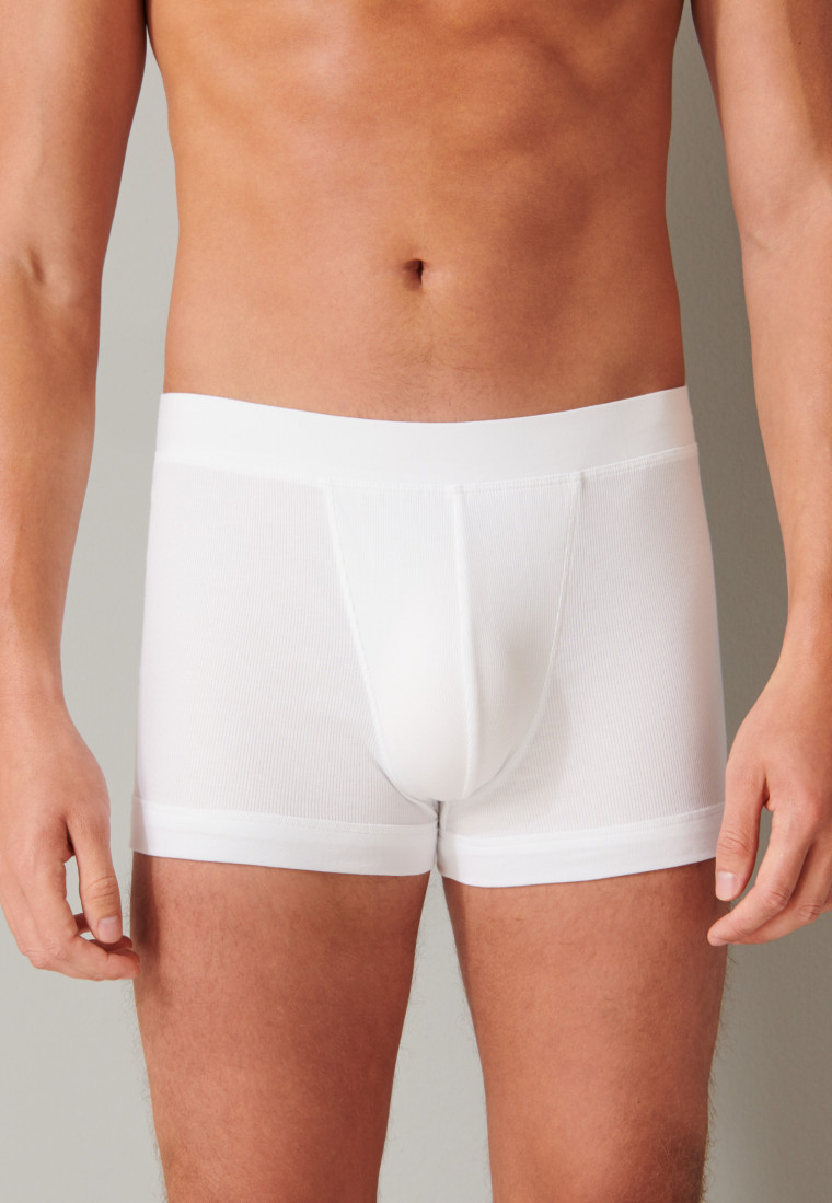 Pantaloncini a doppia costa in cotone biologico, bianco - Retro Rib