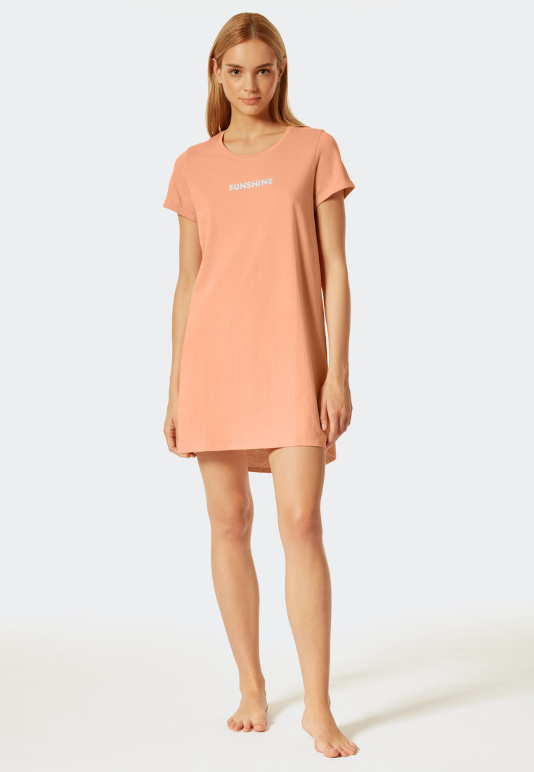 Sleep shirt short-sleeved print peach 