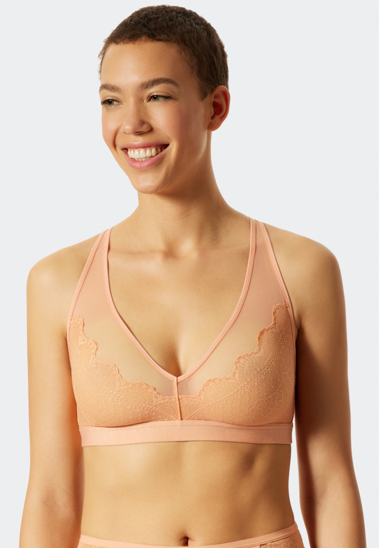 Soft bra without underwire and pads lace peach - Feminine Lace