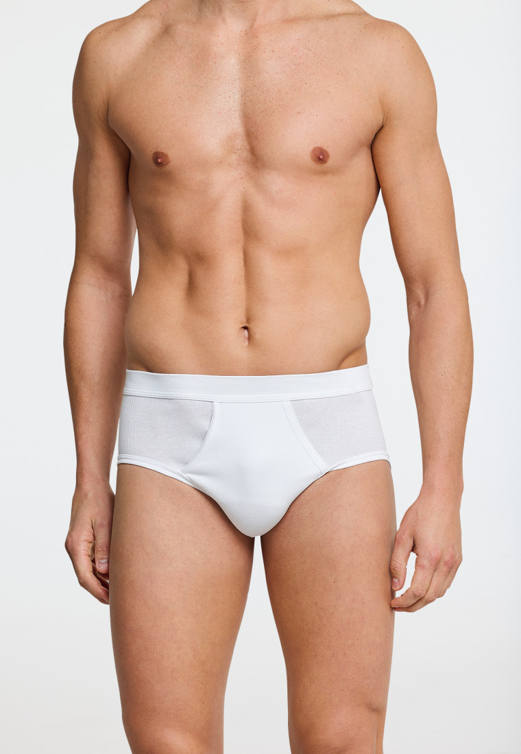 2-pack white double rib sports briefs with a fly - Essential