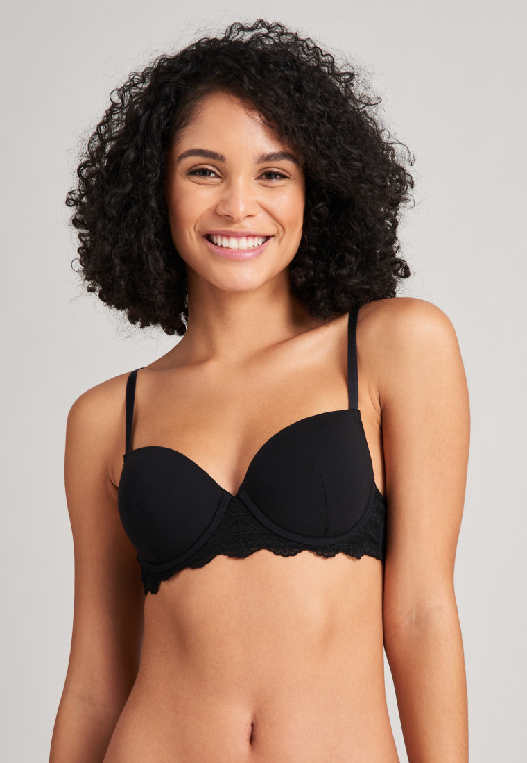 T-shirt bra with cups and underwire lace black - Feminine Lace