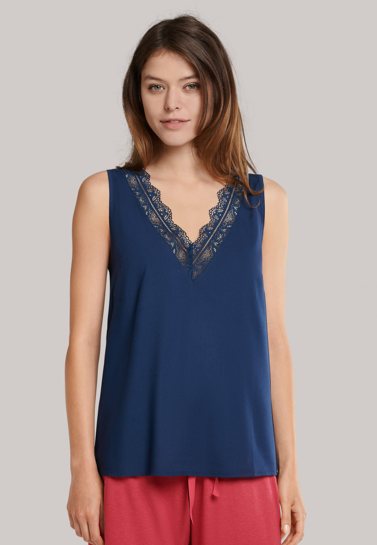 Strappy top lace viscose petrol blue - Mix & Relax