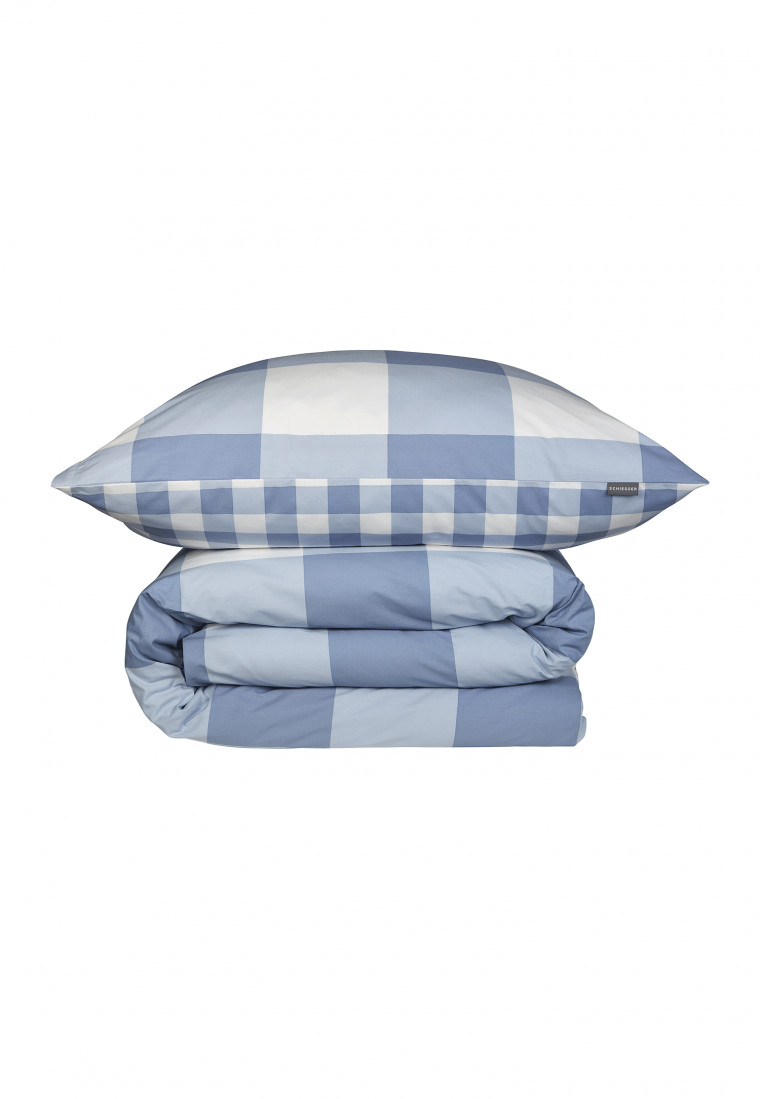 Biancheria da letto reversibile duepezzi Renforcé celeste a quadretti - SCHIESSER Home