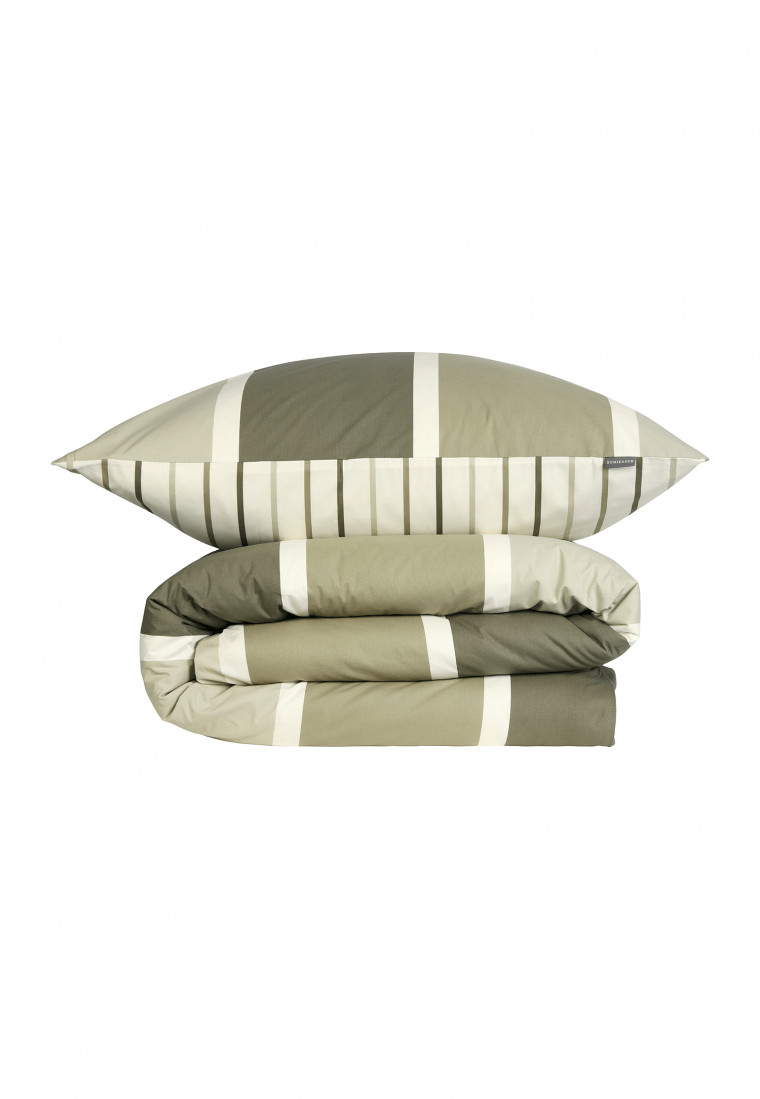 Reversible bedding set two-piece Renforcé green striped - SCHIESSER Home