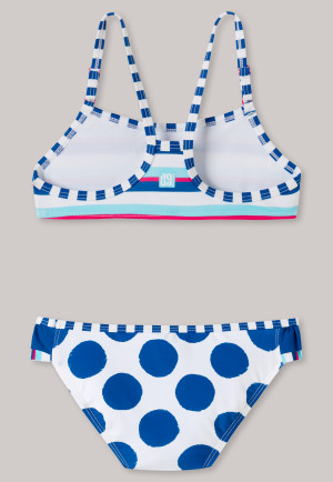 Schiesser Mädchen Bustier Bikini-Set - Gestreift Hellblau Mit Pink Für Schwimmen & Spielen