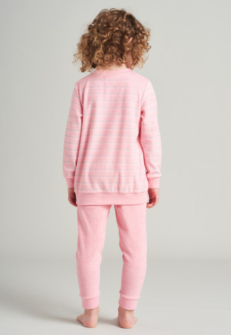 Pyjama long éponge coton bio bords-côtes fleurs de glace rose - Princess Lillifee