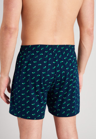 Boxer shorts jersey 2-pack dachshund patterned green / dark blue - Fun Prints