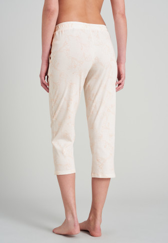 Pantaloni a 3/4 in interlock con stampa floreale color vaniglia - Mix+Relax