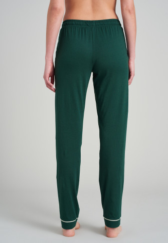 Lounge pants long/extra-long modal piping dark green - Mix & Relax