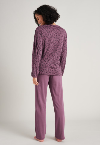Pyjama lang interlock-manchetten, mauve bedrukt - Simplicity