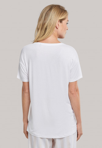 T-shirt manches courtes modal encolure en V blanc - Mix+Relax