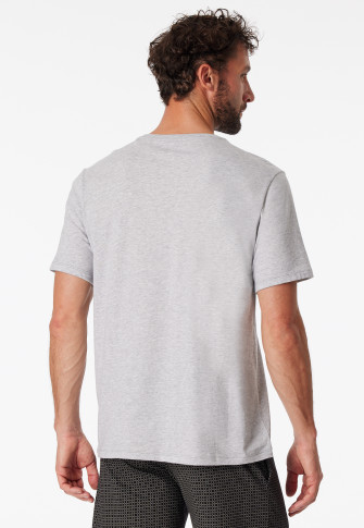 Shirt korte mouwen V-hals grijs-gemêleerd - Mix+Relax