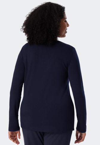Shirt long-sleeved modal V-neck blue - Mix & Relax
