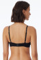 Bra wire-free double rib organic cotton removable pads black - Pure Rib