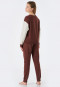 Pigiama lungo in tessuto felpato di cotone biologico con polsini, marrone - Teens Nightwear