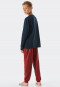 Pajamas long organic cotton cuffs stripes San Francisco midnight blue - Teens Nightwear