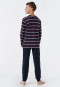 Pyjama lang biologisch katoen gestreept manchetten aubergine - Teens Nightwear