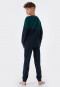 Pyjama long coton bio bords-côtes rayures Relax vert foncé - Teens Nightwear