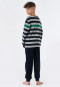 Pyjama long éponge bords-côtes rayures gris chiné - Teens Nightwear