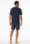 Pyjama court encolure en V poche poitrine bleu marine imprimé - Comfort Essentials