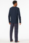 Pyjamas long V-neck chest pocket navy patterned - Comfort Essentials