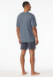 Short pyjamas Organic Cotton V-neck chest pocket graphite chequered - Comfort Nightwear