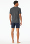 Schlafanzug kurz Modal V-Ausschnitt Streifen navy - Long Life Soft