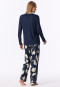 Schlafanzug lang Blumen deep sea blue - Comfort Nightwear