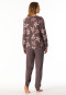 Schlafanzug lang Bündchen Blumen mauve - Comfort Nightwear