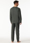 Long pyjamas with button placket dark green - Fine Interlock